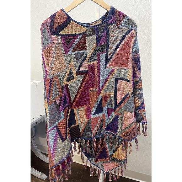 Peruvian Connection Sweaters - Kaffe Fassett & Peruvian Connection Pima Cotton Poncho Boho Sweater One Size